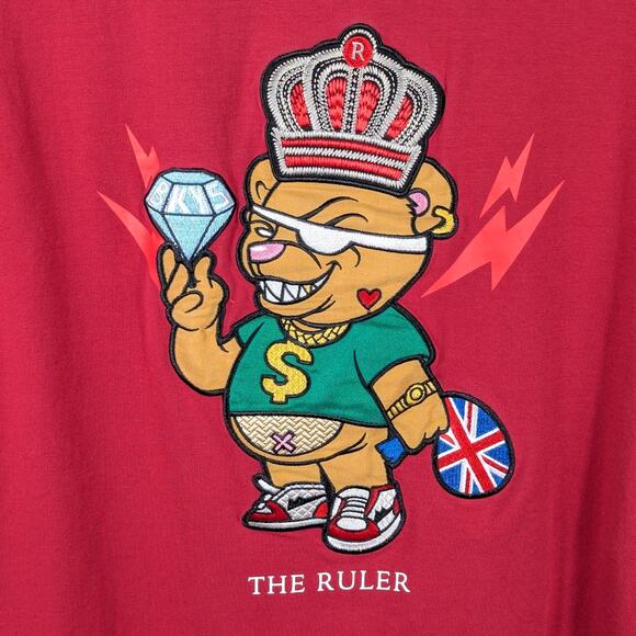 BKYS The Ruler T-Shirt Men’s S Red Graphic Cartoon Crown Diamond Streetwear Tee - Picture 2 of 4